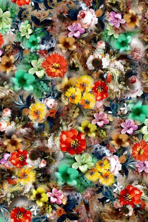 手绘花卉印花华亿平台图片