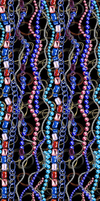 357212-青金石珠宝链带彩色珠链