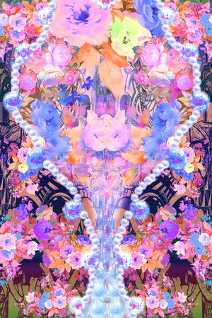 花卉组合印花华亿平台图片