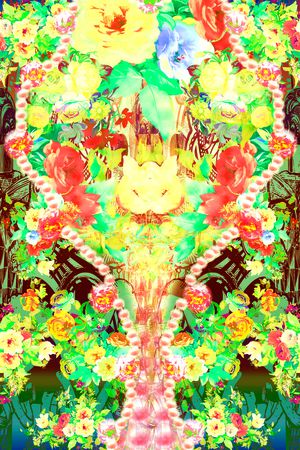 花卉组合印花华亿平台图片