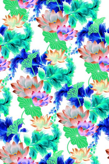 358690-中国风手绘荷花女装华亿平台