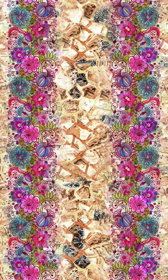 格纹对称花印花华亿平台图片