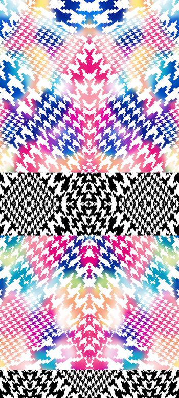 360584-大小多变个性斜排千鸟格彩色女装长裙