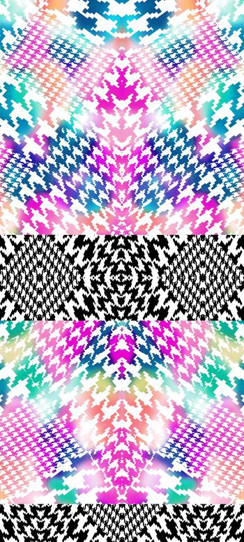 360585-大小多变个性斜排千鸟格彩色长裙1