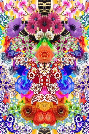 花朵 几何 宝石 对称 图案印花华亿平台图片