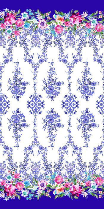 361054-数码双边定位花卉长巾