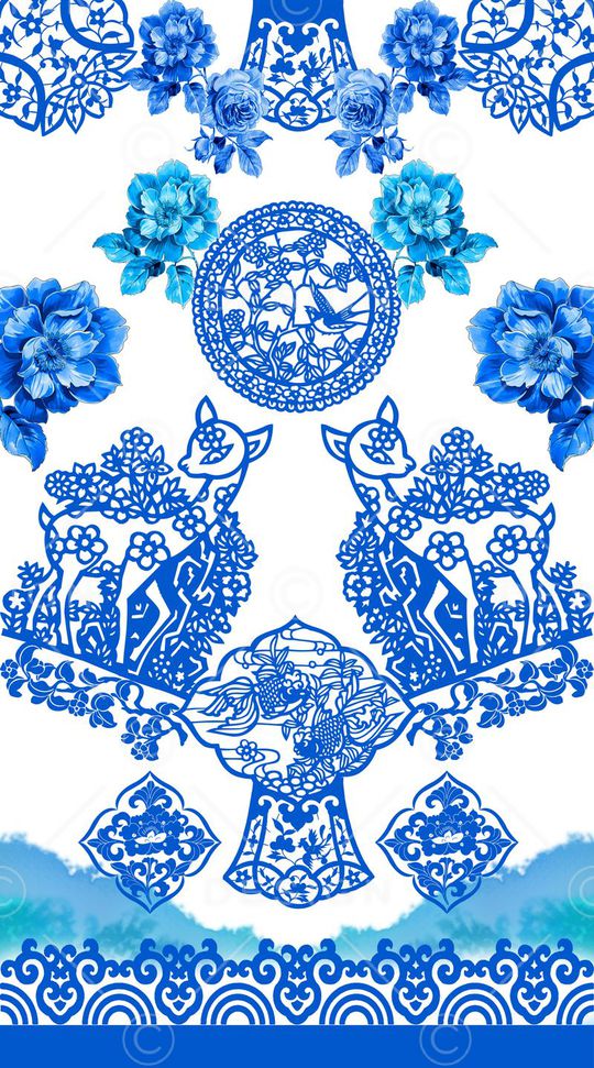 青花瓷印花华亿平台图片