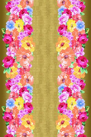 黄格底定位花贲印花华亿平台图片