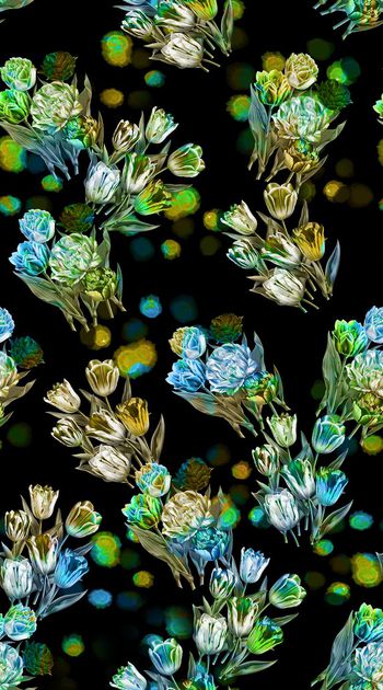 362147-暗夜渐变花卉郁金香手绘水彩底纹