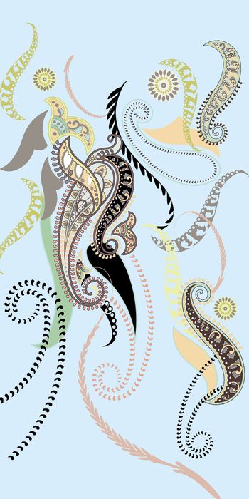 363263-自由飘逸佩兹利腰果花女装连衣裙长裙