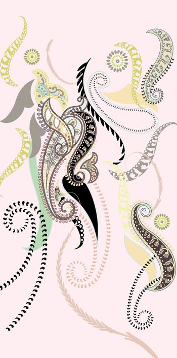 363264-自由飘逸佩兹利腰果花女装连衣裙长裙