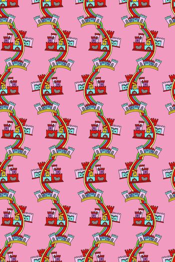 363348-手绘卡通彩虹小城堡童装华亿平台