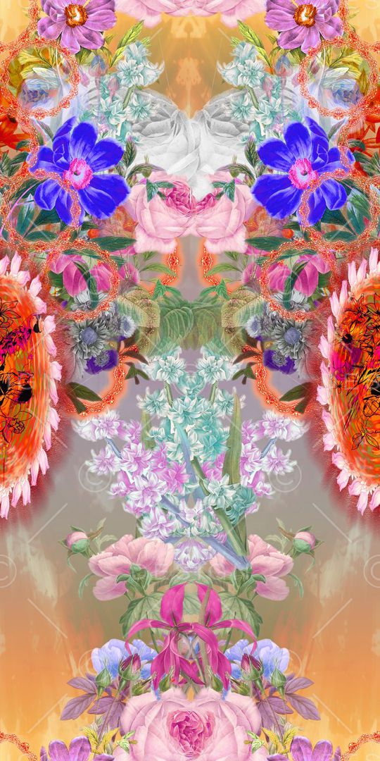 花卉组合印花华亿平台图片