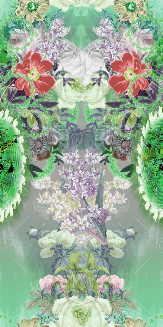 花卉组合印花华亿平台图片