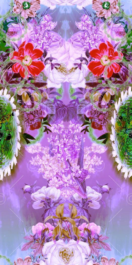 花卉组合印花华亿平台图片