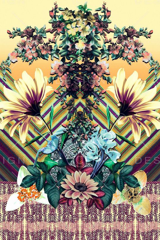 镜像花卉印花华亿平台图片