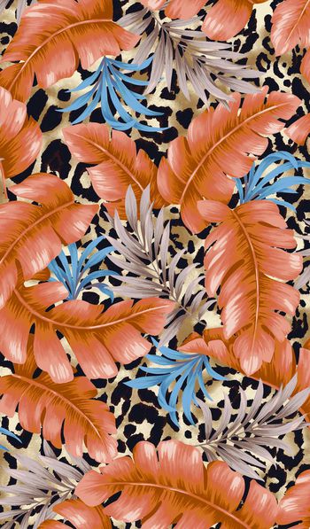 363861-热带风情豹纹花卉
