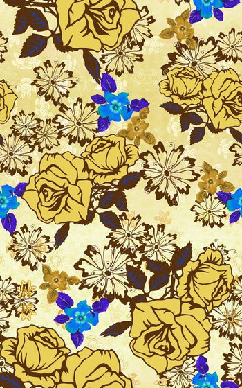 364126-田园风黄玫瑰手绘花卉家纺沙发抱枕花