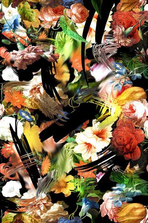 花卉组合印花华亿平台图片