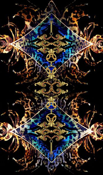 364761-菱形的羽毛豹纹钥匙组合