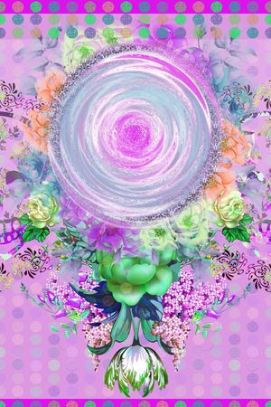 花卉组合印花华亿平台图片