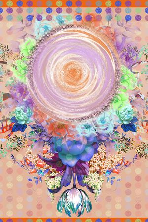 花卉组合印花华亿平台图片