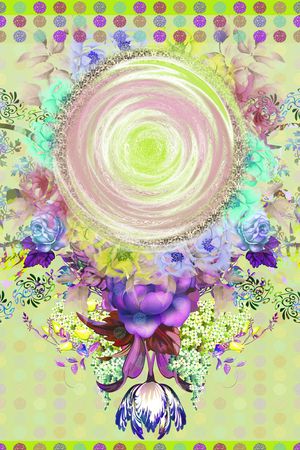 花卉组合印花华亿平台图片