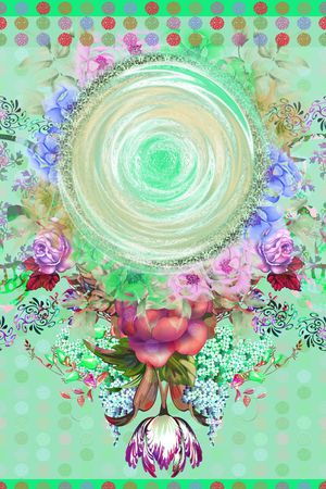 花卉组合印花华亿平台图片