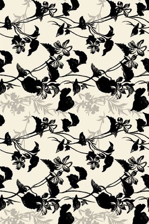 黑色水墨花卉印花华亿平台图片