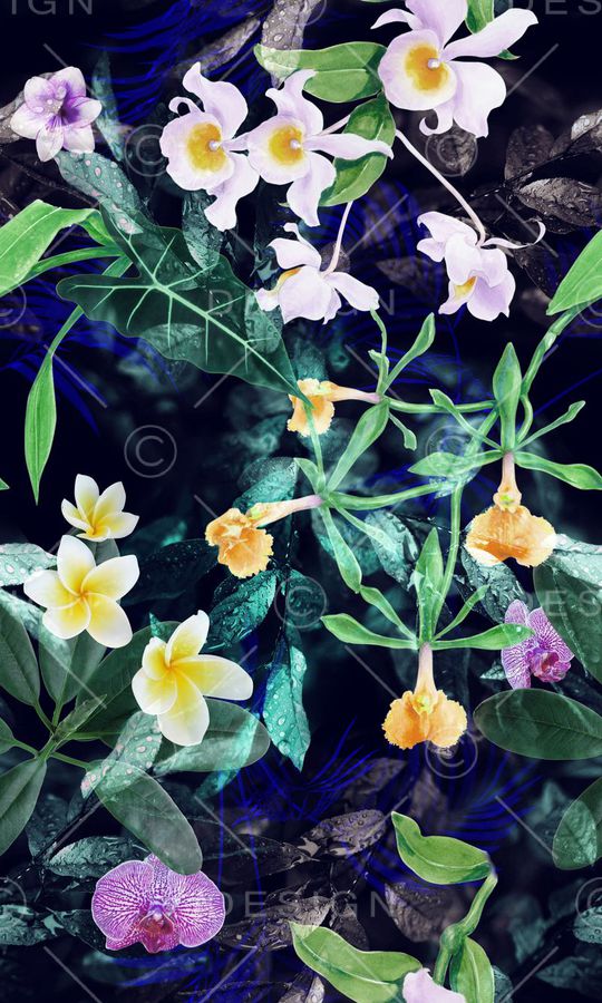 花卉组合印花华亿平台图片