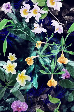 花卉组合印花华亿平台图片