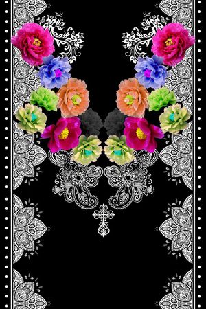 大花朵印花华亿平台图片