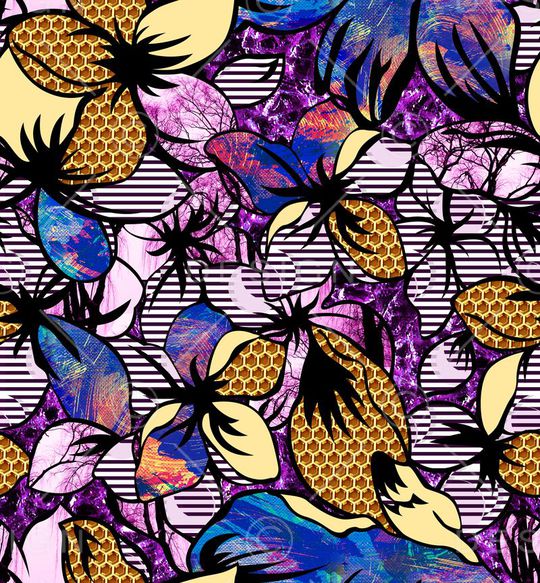 几何花卉印花华亿平台图片