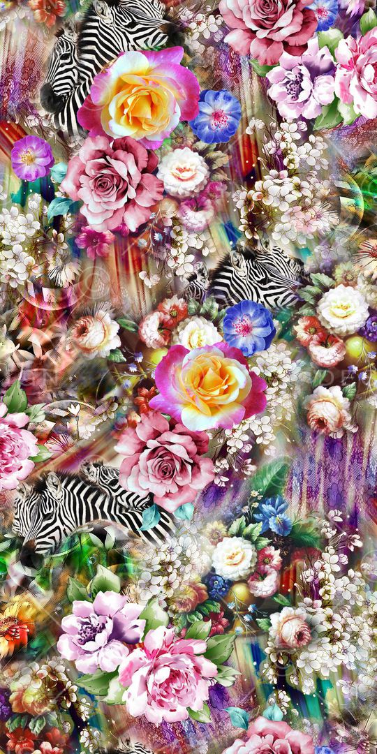 斑马花卉印花华亿平台图片