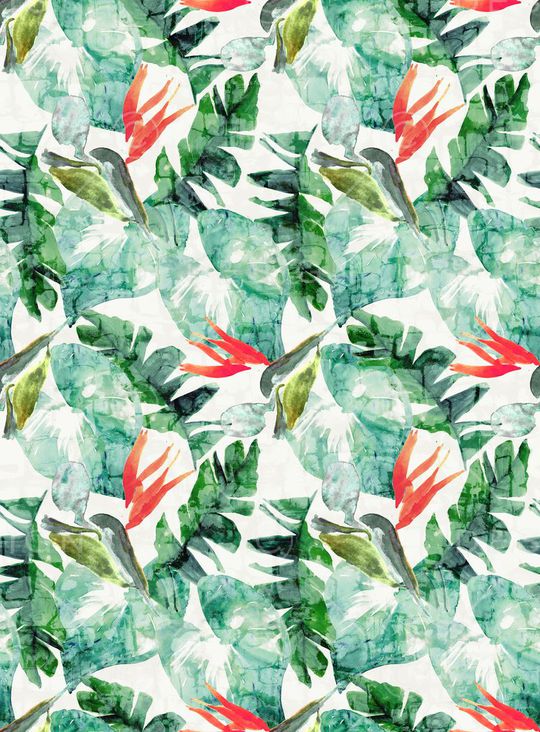 热带叶子印花华亿平台图片