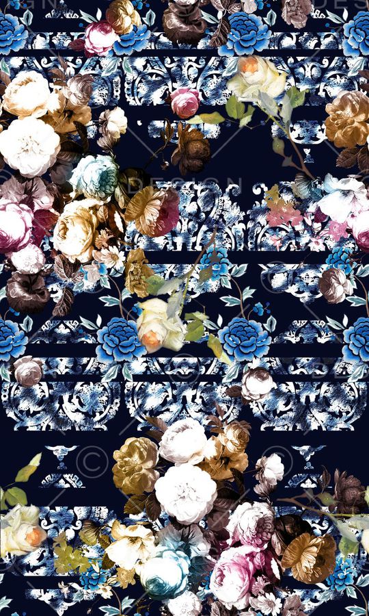 花卉组合印花华亿平台图片