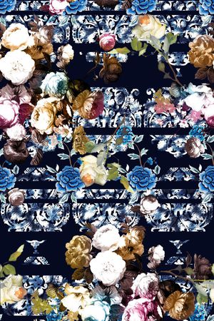 花卉组合印花华亿平台图片