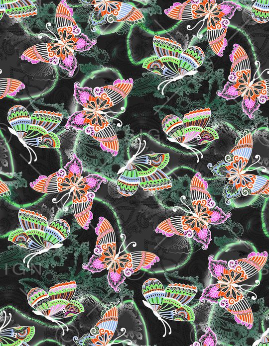 暗系夜光手绘蝴蝶印花华亿平台图片