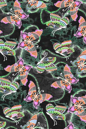 暗系夜光手绘蝴蝶印花华亿平台图片