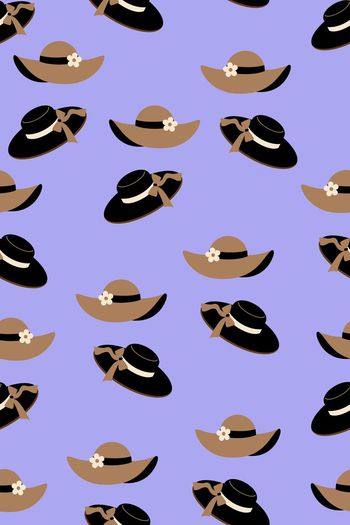 368626-流行时尚淑女帽子俏皮风俗印花