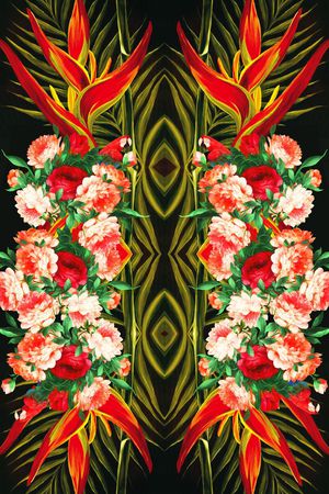 牡丹花印花华亿平台图片