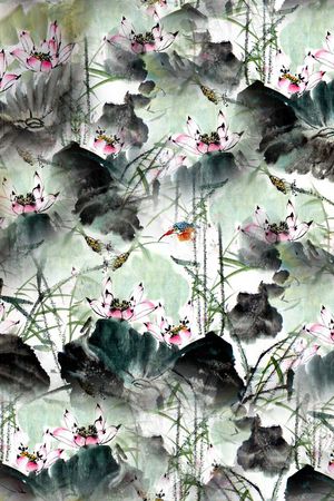 荷花印花华亿平台图片