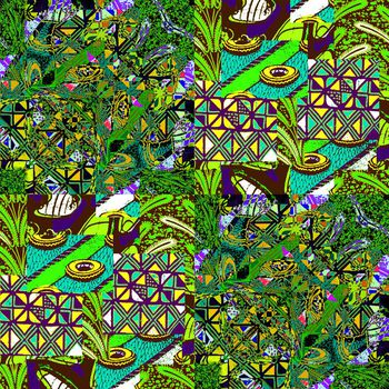 几何拼贴印花华亿平台图片