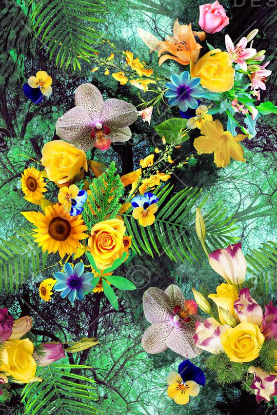 数码风景花印花华亿平台图片