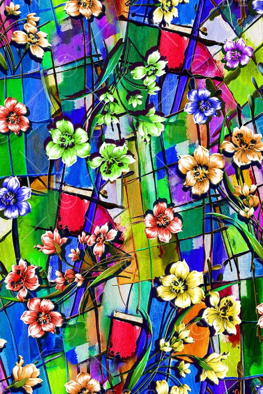 几何 立体 花朵印花华亿平台图片