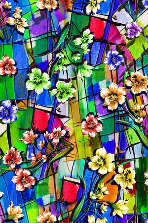 几何 立体 花朵印花华亿平台图片