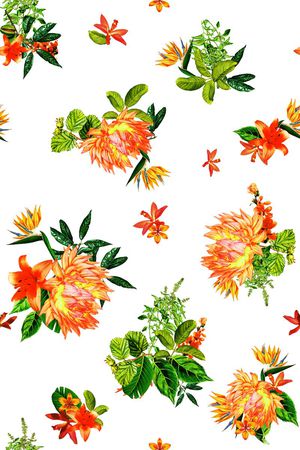 热带花卉印花华亿平台图片