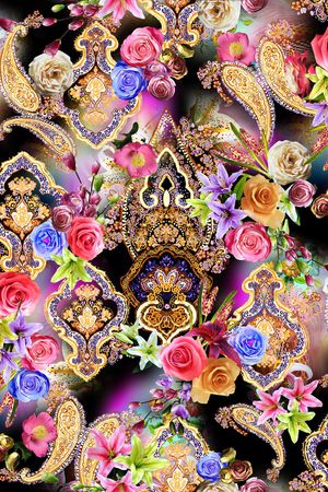 佩兹利花纹印花华亿平台图片