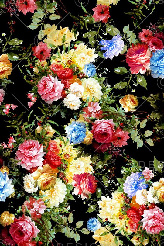 手绘花卉印花华亿平台图片