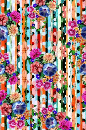 几何花卉印花华亿平台图片